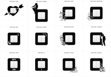 Наклейки, наклейка на контактный выключатель и выключатели.