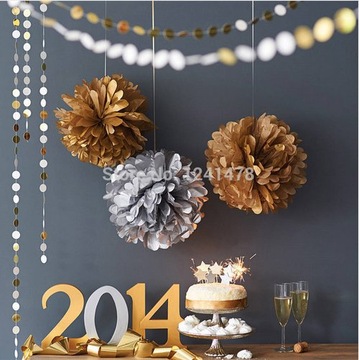 БУМАЖНЫЙ ПОМПОН, декоративный шар 25 см, кремовый