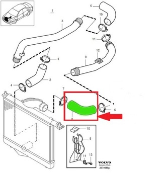 PRZEWÓD TURBO INTERCOOLERA VOLVO V40 S40 1.9 DI