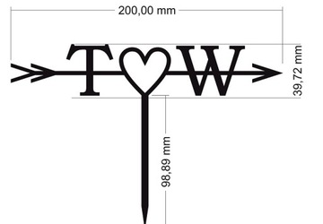 Деревянный топпер для торта со стрелкой инициалов