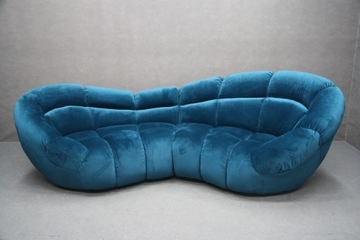 Sofa Kanapa Turkus Owalna RETRO Design Turkusowa