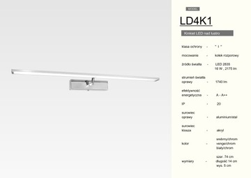 KINKIET LED NAD LUSTRO BIAŁY/ZŁOTY PRZEGUB 75 cm