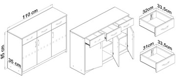 Комод 3D3S WHITE-SONOMA 110см ящики ROB