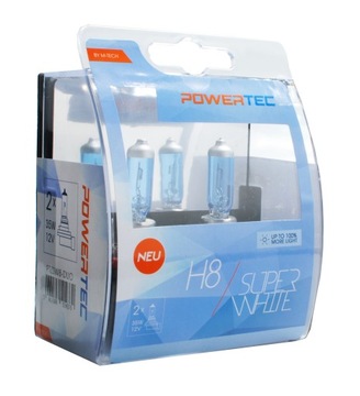 M-Tech ŻARÓWKA 12V H8 35W PGJ19-1 SUPER WHITE BIAŁA DUO BOX + 100% ŚWIATŁA