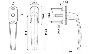 Стандартная оконная ручка Victory Black RAL 9005