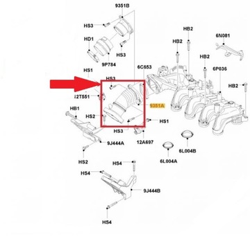 ТРУБКА ВПУСКНОГО КОЛЛЕКТОРА FORD FOCUS 1.6 9649588180