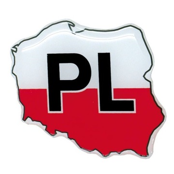 NAKLEJKA 3D EMBLEMAT PL KONTUR POLSKI FLAG 1/04020