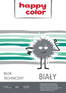 BLOK TECHNICZNY BIAŁY A4 HAPPY COLOR PREMIUM 170g