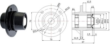 ПНЕВМАТИЧЕСКАЯ СТУПИЦА КОЛЕСА FI 450 - 400X10