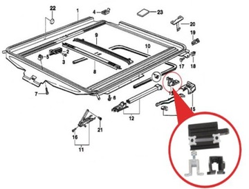 SZYBERDACH DO BMW E36 90- ZAWIAS PRAWY 54128119748