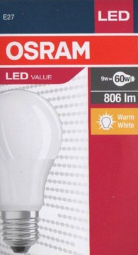 Светодиодная лампа Osram E27 9 Вт, теплый цвет