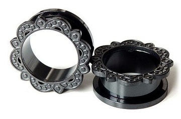 Plug plugi tunel czarny Mandala stal tribal 18mm