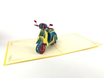 Skuter Vespa Kartka 3D Prezent Urodziny Dzień Ojca Dzień Dziecka Gratulację
