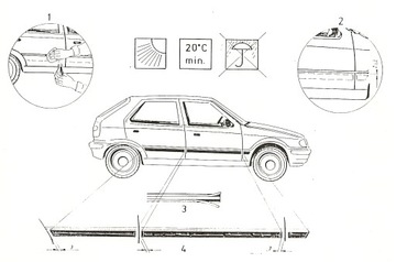 Боковые молдинги автомобиля SKODA FABIA I