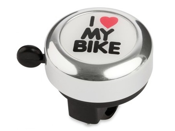 DZWONEK DO ROWERU STALOWY I LOVE MY BIKE SREBRNY