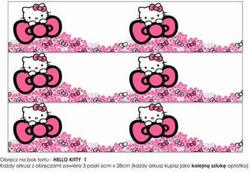 OPŁATKI na tort HELLO KITTY prostokąt, grube, 24h