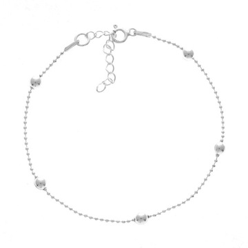 BRANSOLETKA SREBRNA DIAMENTOWANA NA NOGĘ KULECZKI 4MM SREBRO 925