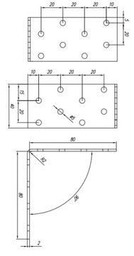 КМ7 РАЗЪЕМ МОНТАЖНЫЙ УГЛОВОЙ 80x80x40 10 шт.