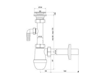 СИФОН ДЛЯ УМЫВАЛЬНИКА С ПОДХОДОМ ДЛЯ СТИРАЛЬНОЙ МАШИНЫ MET. СИТО
