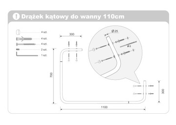 УГЛОВОЙ КАРКАС ДЛЯ ВАННЫ ДУША 70X110