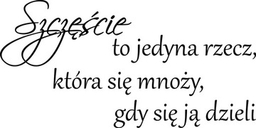 Naklejka napis dekoracja na ścianę do salonu motywacyjny Szczęście 50cm