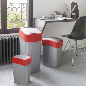 Flip Bin 50 л, Контейнер для мусора Curver серебристо-серый