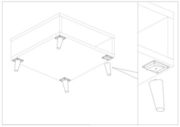 А385 монтаж ножки мебели под углом, соединитель ножек