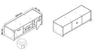Тумба под ТВ 2DC 120см ОЛЬХА комод полка ROB