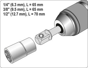 ПЕРЕХОДНИКИ, ОТВЕРТКИ, ПЕРЕХОДНИКИ, СВЕРЛА, РУЧКА, 3 ШТ.