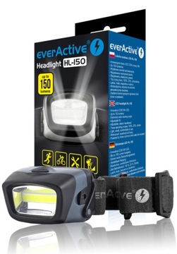 Latarka czołowa everActive HL-150 LED COB 3W 150lm