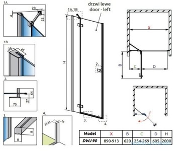 Душевая дверь Fuenta DWJ 90x200 L RADAWAY