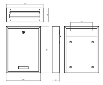 Коричневый почтовый дверной почтовый ящик FOR DOOR, проходной двусторонний