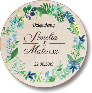 Podziękowania ślubne dla Gości ŚLUB MAGNES sklejka