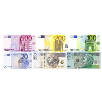 OPŁATEK NA TORT KASA, PIENIĄDZE, BANKNOTY EURO, ZŁ