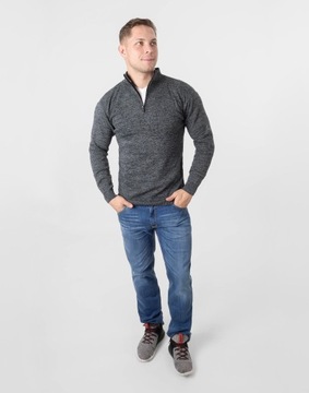 Elegancki Sweter Męski Gładki z Rozsuwaną Stójką Półgolf Golf 2401 -01 XXL