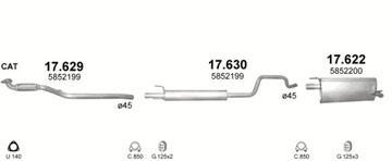 Глушитель концевой Opel Meriva, объём 1,4+1,6+хомут