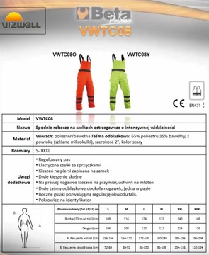 VWTC08O r.L рабочие брюки-комбинезон Vizwell