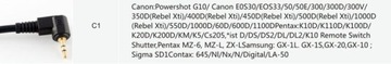 WĘŻYK SPUSTOWY CANON RS-60E3, ZAMIENNIK JYC SR-C1