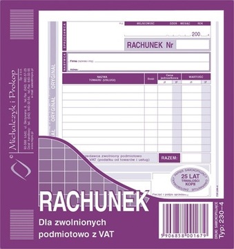 230-4 Rachunek Dla Zwolnionych Podmiotowo Z VAT A5