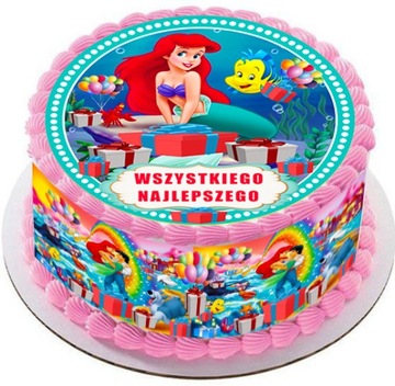 Opłatek NA TORT SYRENKA ARIEL KOMPLET+babeczk