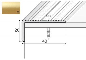 Kątownik aluminiowy A33, 180cm ZŁOTO 40x20mm