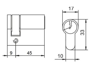 ПОЛУЦИЛИНДР 45/9 LOB, односторонний цилиндр для дверного замка, воротного замка