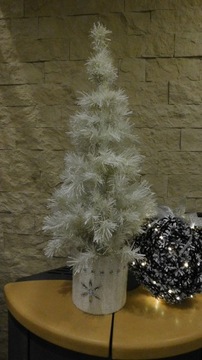 Choinka świąteczna biała w donicy cyrkonie 75 cm