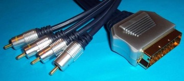 ЕВРОКАБЕЛЬ (SCART) — 4x RCA (CINCH) 1,5 м ЗОЛОТО