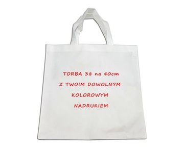 TORBA Z NADRUKIEM KOLOROWYM A4, 38X40CM BIAŁA HIT!