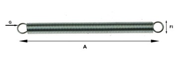 SPRĘŻYNA NACIĄGOWA Z UCHEM FI 12x150x1,5 mm OCYNK