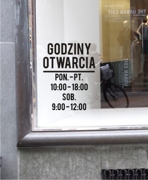 Naklejka GODZINY OTWARCIA sklepu biuro *WZORY *KOLORY
