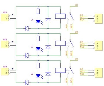 AWZ528 Релейный модуль 3xНЗ/НО 50В