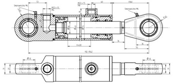 SIŁOWNIK CYLINDER HYDRAULICZNY TŁOK 63x36 SKOK 630