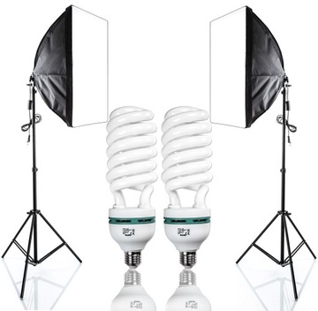 2 LAMPY FOTOGRAFICZNE SOFTBOX 50X70cm 400W STATYWY